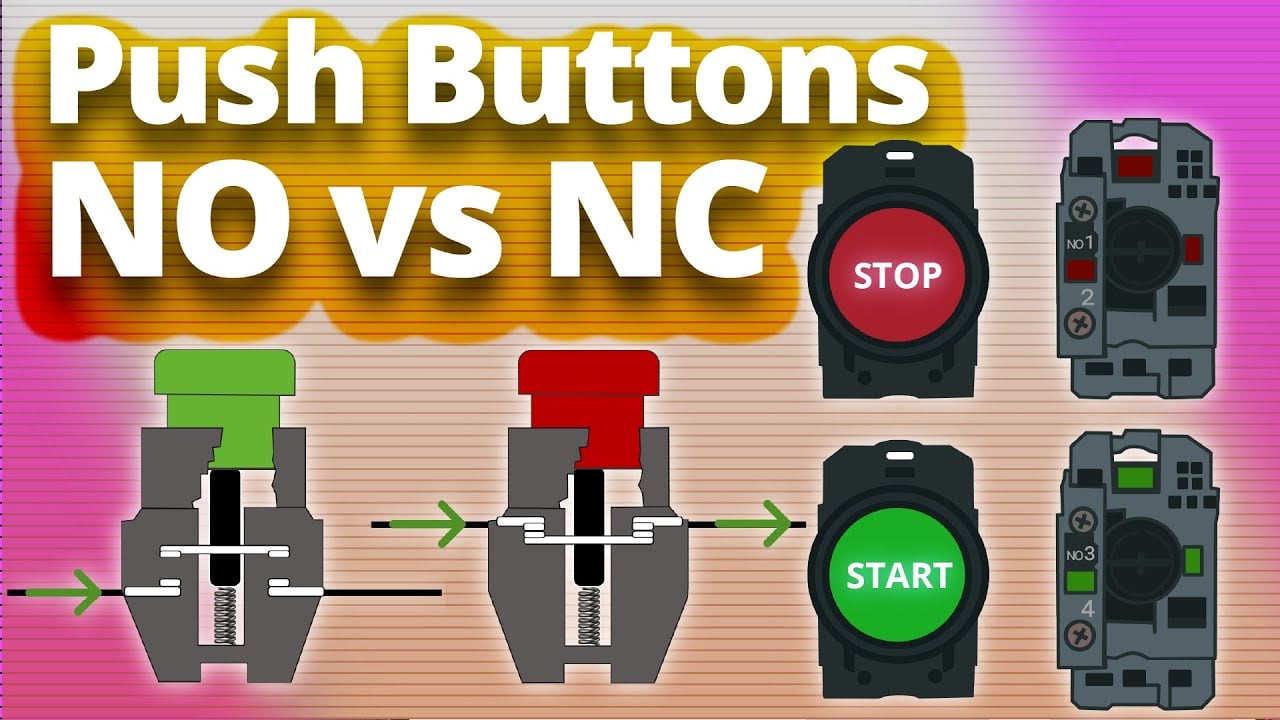 Push buttons explained: NO versus NC types, symbols and wiring