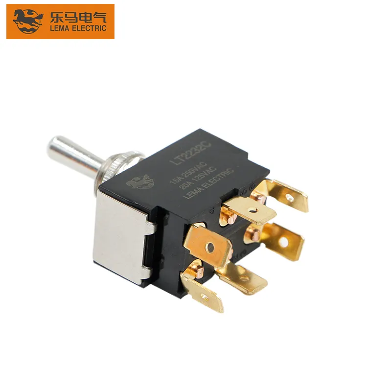 Original LEMA LT2220C six-terminal toggle switch viewed from the terminal side