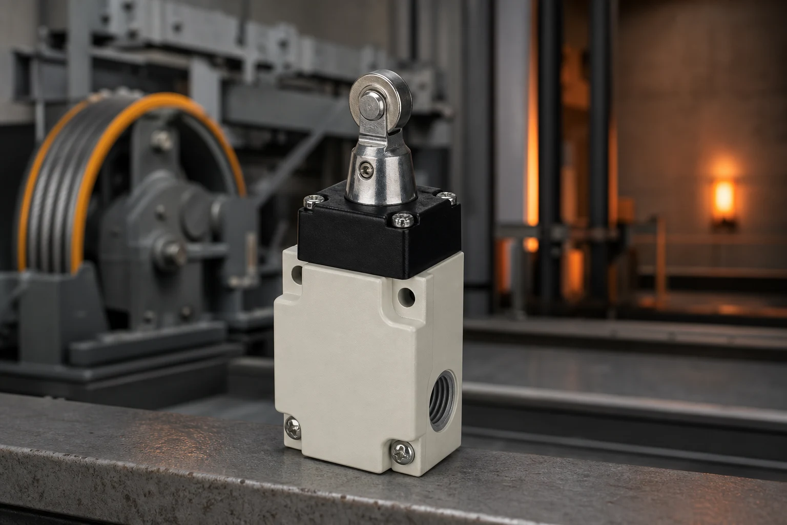 Limit Switch Manufacturer China: Selection Guide for OEM Buyers 2 Limit Switch Manufacturer China — LEMA Electric official product with illustrative industrial background (not a real site photo)