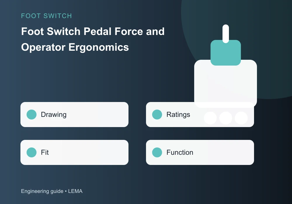 Foot Switch Pedal Force and Operator Ergonomics 2 Drawing ratings fit and function checklist for foot switch pedal force