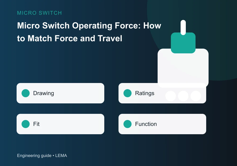 Drawing ratings fit and function checklist for micro switch operating force