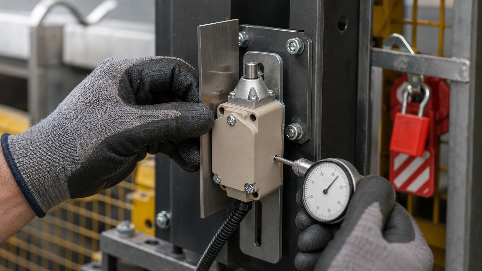 spring pin plunger limit switch inspected for mounting terminals and operating condition