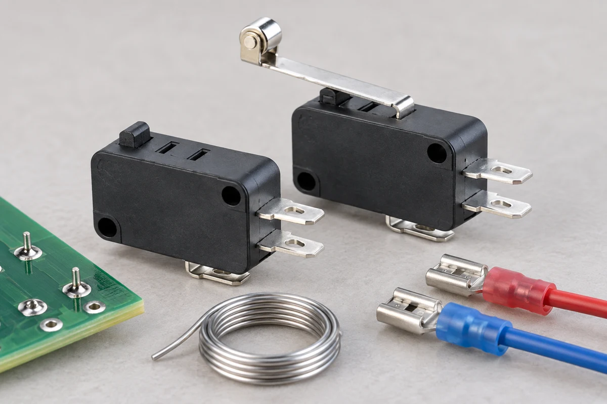 KW7 micro switch terminals beside unmated receptacles and solder wire KW7 micro switch terminals beside unmated receptacles and solder wire