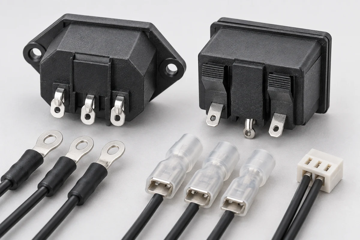 Rear IPZ inlet terminals and unmated receptacles on an inspection surface