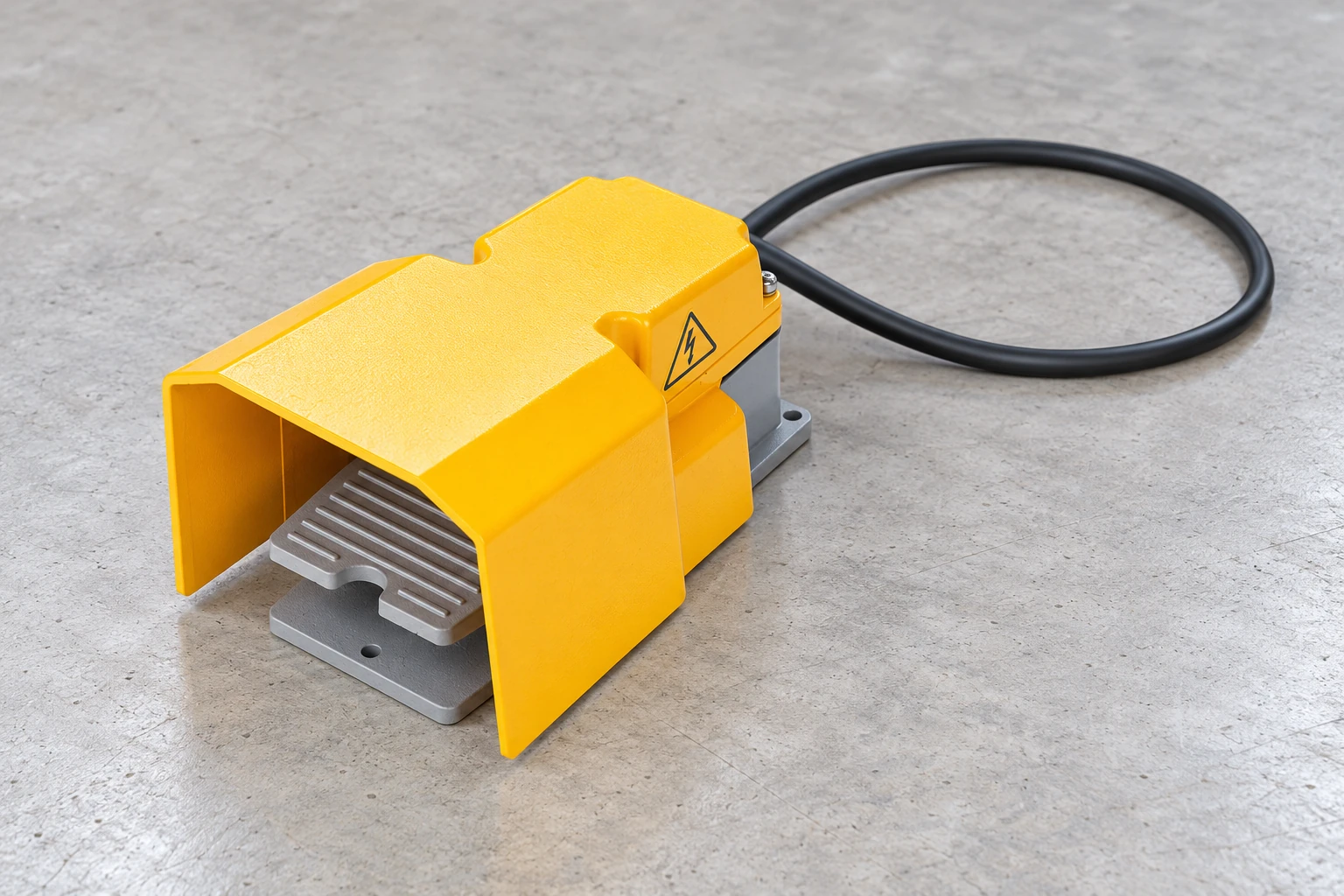 LF guarded pedal with a loose rear cable loop on a flat floor