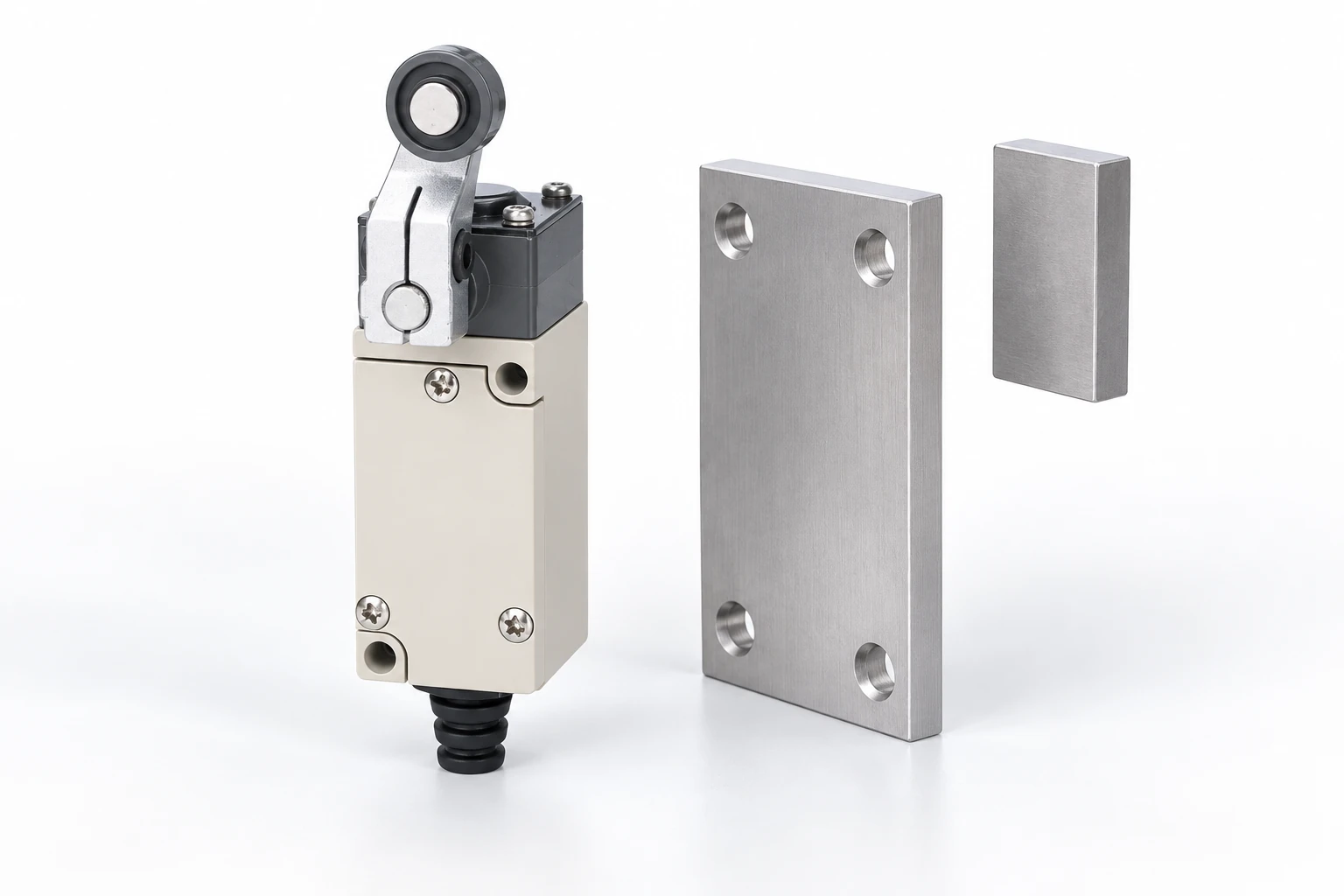 HL roller switch beside a separate fixture plate and target block