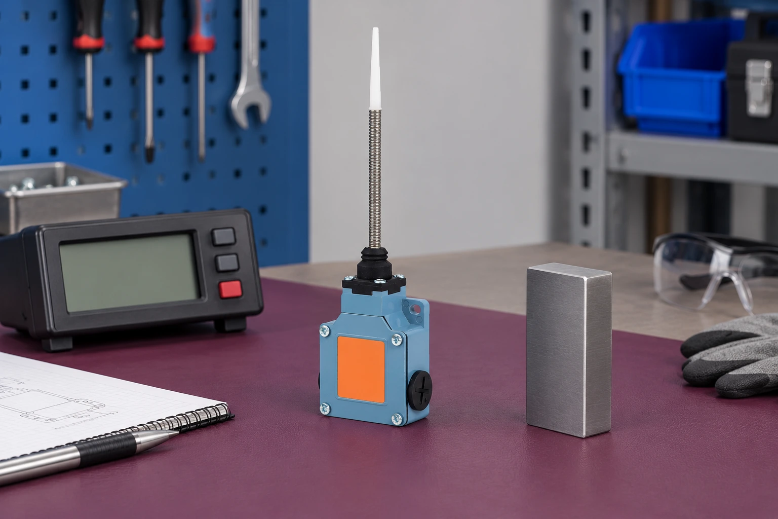 LZ1 position switch beside a detached target block and disconnected timing instrument LZ1 position switch beside a detached target block and disconnected timing instrument