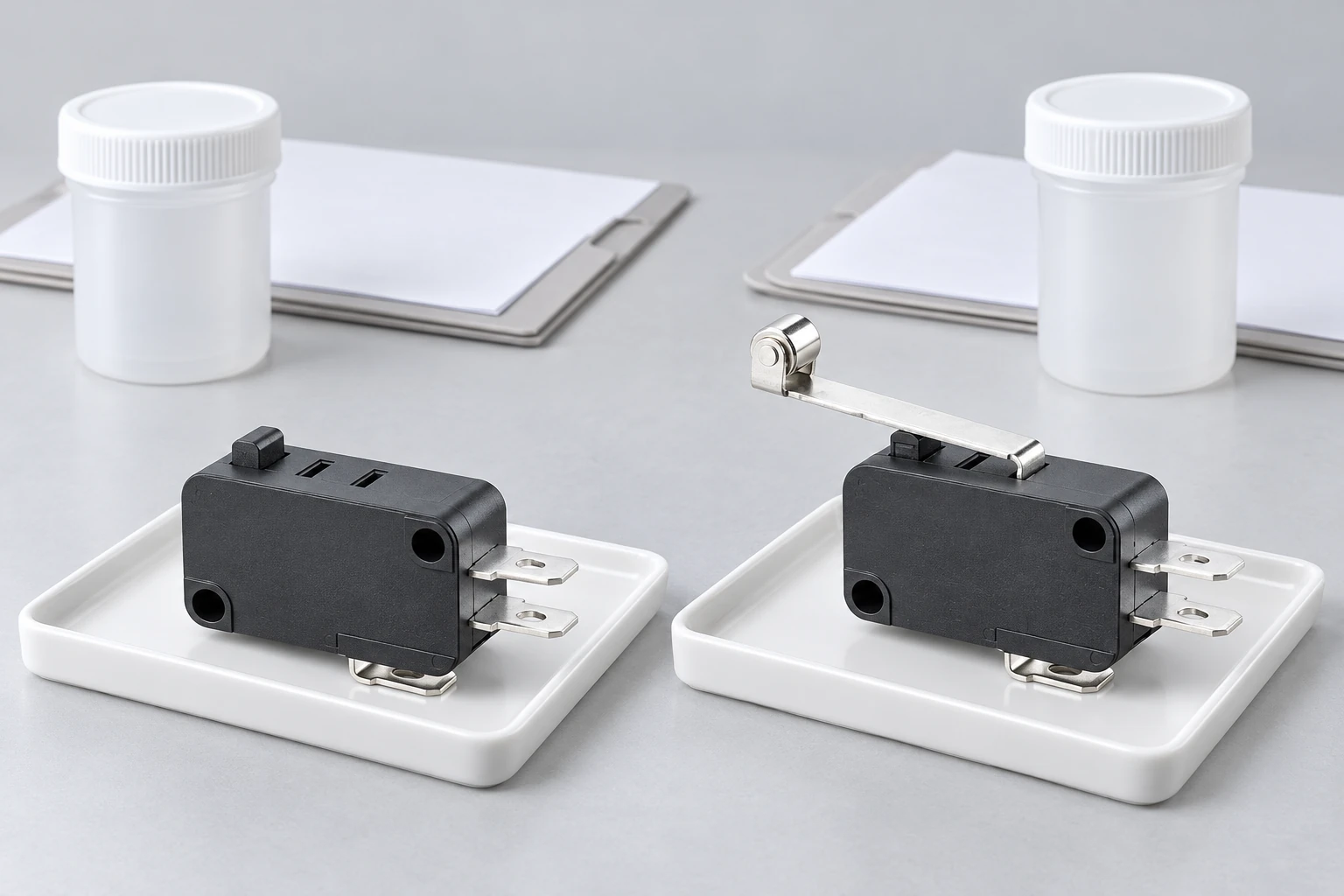 Separate dry KW7 specimens beside closed containers and blank folders