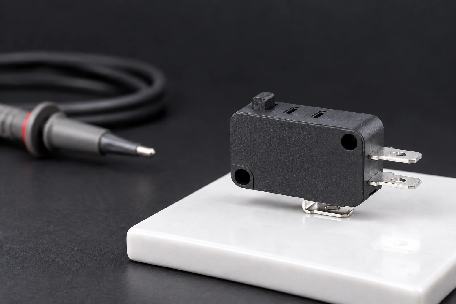 KW7 plunger micro switch with disconnected probe and intact blade terminals