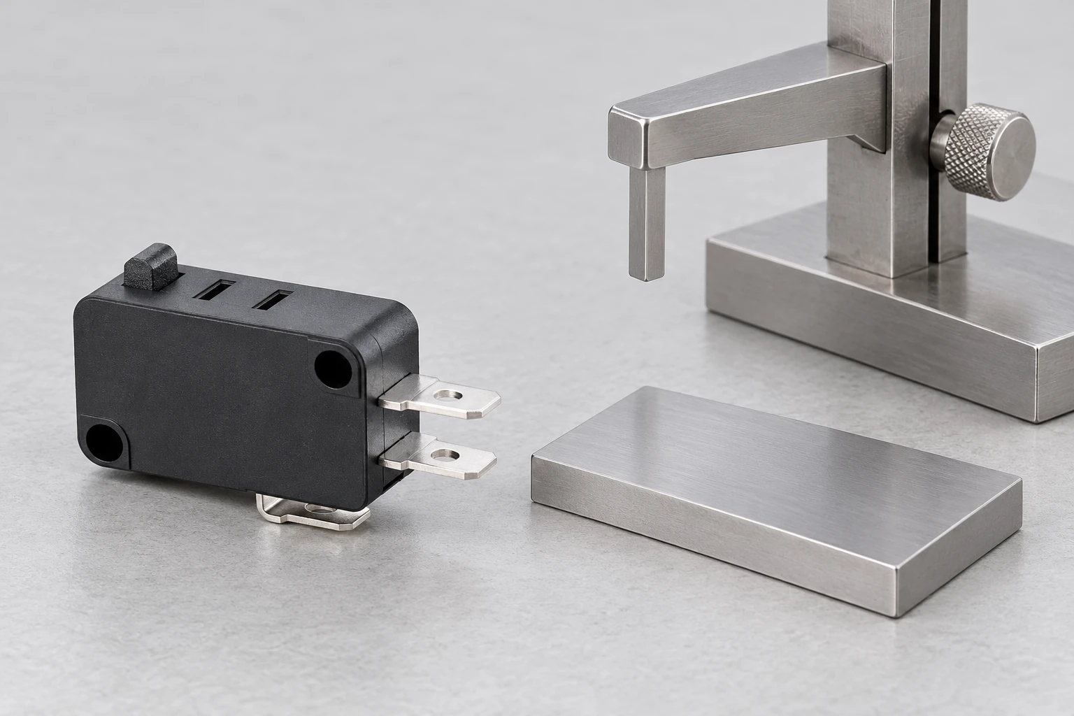 KW7 switch beside a separate target coupon and disconnected depth gauge