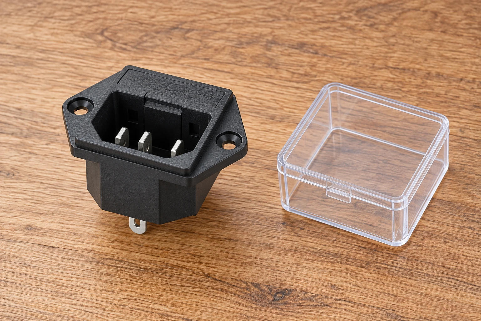 Power Inlet Pollution Degree: Define the Insulation Environment 2 Disconnected IPZ-4 inlet beside a separate clear empty sample container