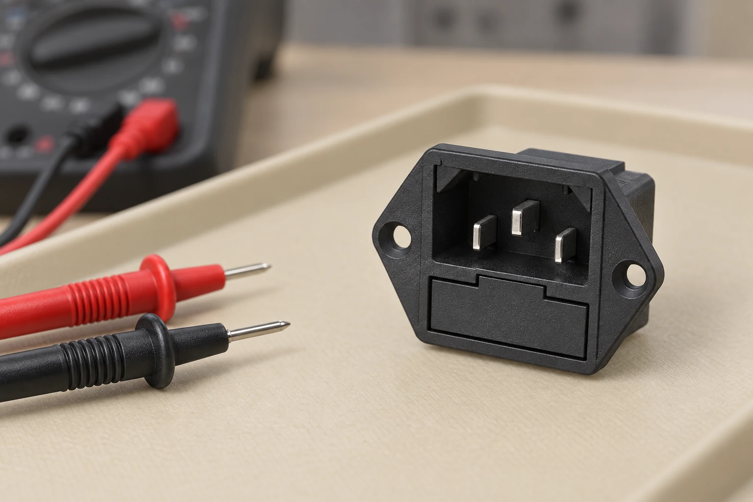 IPZ-4 equipment inlet beside disconnected measurement probes