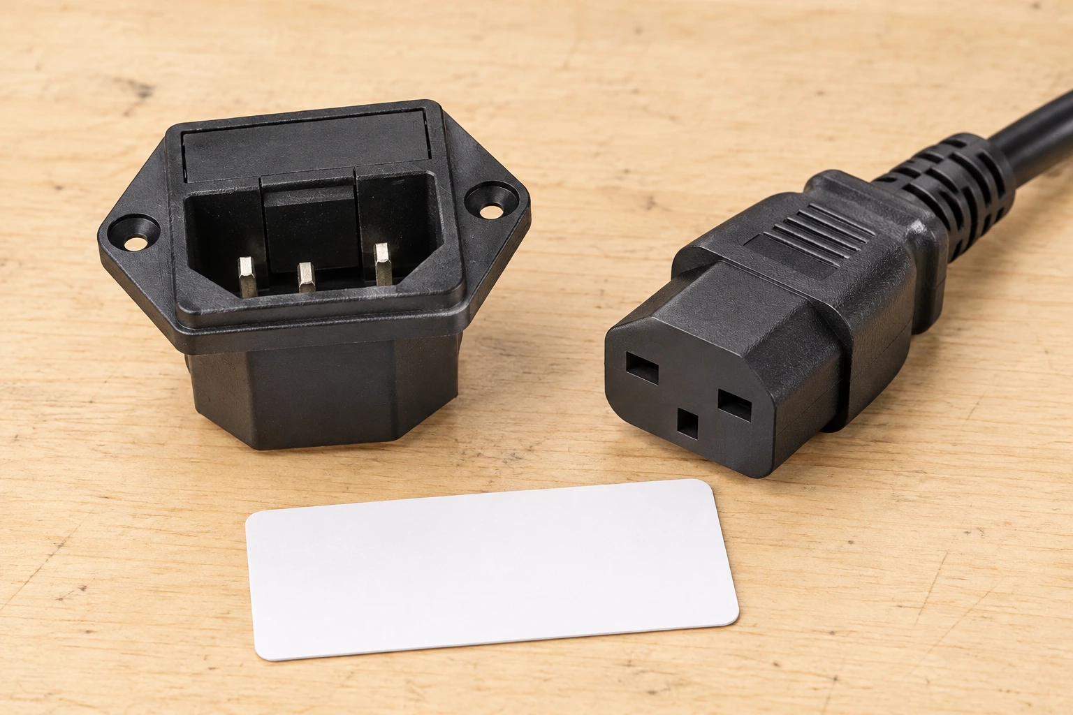 IPZ equipment inlet beside a disconnected mating lead and inspection lamp