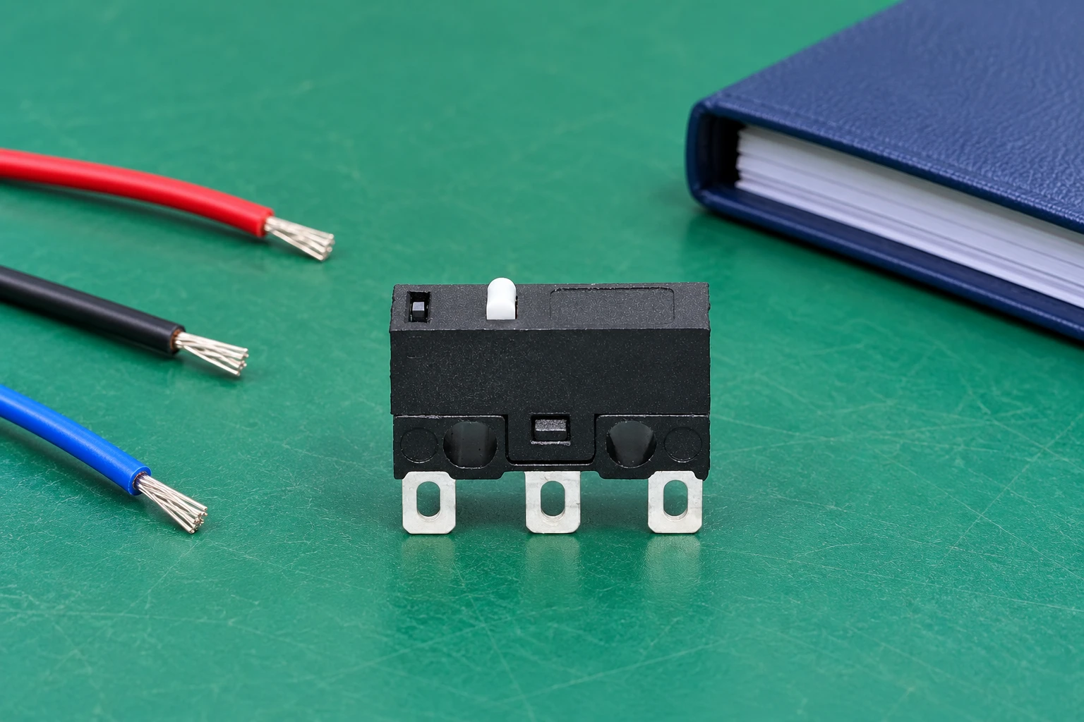 KW10-0S switch with detached wire offcuts and a closed process record